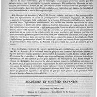 0339 - Page 335 - Sociétés et Congrès. Société de biologie (1er trimestre 1890). Recherches sur les maladies microbiennes / Académies et sociétés savantes. Académie de médecine. Séance du 2 septembre