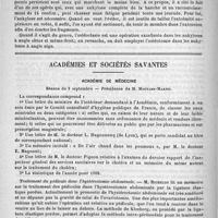0386 - Page 382 - Sociétés et Congrès. Sociétés de Lyon (1er septembre 1890). Sommaire : traitement des bubons chancrelleux. - Luxation du nerf cubital. - Tumeurs d'origine thérapeutique. - Traitement des luxations de la hanche / Académies et sociétés savantes. Académie de médecine. Séance du 9 septembre