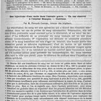 0389 - Page 385 - Comité de rédaction / Sommaire / Des injections d'eau salée dans l'anémie grave. - Un cas observé à l'hôpital Beaujon. - Guérison. Par M. François Cartier...