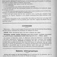0424 - Page 420 - Académies et sociétés savantes. Académie de médecine. Séance du 16 septembre / Courrier. Nécrologie [Ernest Hardy] / Bulletin bibliographique