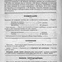 0472 - Page 468 - De quelques nouvelles médications. Thèses soutenues à la Faculté de médecine de Nancy pendant l'année scolaire 1889-1890 / Formulaire. Solution et pommade contre les ulcérations syphilitiques. - Plumert / Courrier. Nécrologie [Guillou (de Royan) / Lecadre (du Havre)] / Bulletin bibliographique