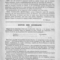 0491 - Page 487 - Les endocardites infectieuses [P. Rodais] / Revue des journaux. Emploi de la résorcine (Union méd. du Nord-est, 1890, 6) / Nouveau procédé d'anesthésie locale (Moniteur de thérapeutique et revue de thérapeutique) / Emploi de la cocaïne comme eutocique (Revue de thérapeutique, 1890, 14, 385)