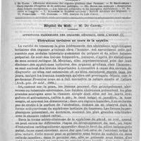 0533 - Page 529 - Comité de rédaction / Sommaire / Hôpital du Midi. - M. Du Castel. Affections ulcéreuses des organes génitaux chez l'homme. Ulcérations tertiaires au cours de syphilis