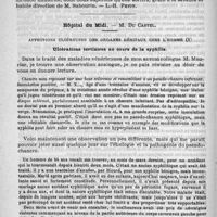 0548 - Page 544 - Bulletin. Inauguration du sanatorium du Canigou, au Vernet-les-Bains. Traitement de la phthisie pulmonaire par l'exposition au grand air [L.-H. Petit] / Hôpital du Midi. - M. Du Castel. Affections ulcéreuses des organes génitaux chez l'homme. Ulcérations tertiaires au cours de la syphilis