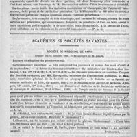 0588 - Page 584 - Bibliothèque. Traité élémentaire de pathologie et de clinique infantiles, par A. Descroisilles... - Lecrosnier et Babé, 1891 / Académies et sociétés savantes. Société de médecine de Paris. Séance du 11 octobre 1890 / Feuilleton. Causerie [Simplissime] / Savon contre la gale. - E. Paul