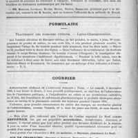 0664 - Page 672 - Académies et sociétés savantes. Société médicale des hôpitaux. Séance du 31 octobre / Formulaire. Traitement des fibromes utérins. - Lucas-Championnière / Courrier. Administration générale de l'assistance publique à Paris