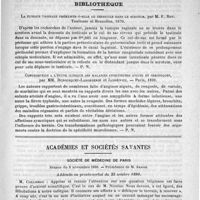 0731 - Page 739 - Bulletin. La guérison de la tuberculose [L.-H. Petit] / Bibliothèque. La tunique vaginale préexiste-t-elle au testicule dans le scrotum, par M. F. Roy. Toulouse et Bruxelles, 1870 / Contribution à l'étude clinique des maladies infectieuses aiguës et chroniques, par MM. Dubousquet-Laborderie et Jassiéwicz. - Paris, 1889 / Académies et sociétés savantes. Société de médecine de Paris. Séance du 8 novembre 1890