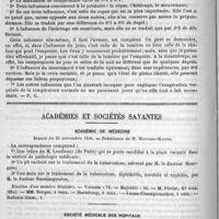 0756 - Page 764 - Bibliothèque. Recherches expérimentales sur les causes de l'exagération vespérale de la température normale, par le docteur E. Maurel. - Paris, O. Doin, 1889 / Académies et sociétés savantes. Académie de médecine. Séance du 25 novembre 1890 / Société médicale des hôpitaux. Séance du 21 novembre
