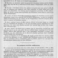 0759 - Page 767 - Académies et sociétés savantes. Société médicale des hôpitaux. Séance du 21 novembre / De quelques nouvelles médications. De la pyoctanine dans les maladies de la gorge. (Journ. de méd. de Paris, 1890, p. 630.)