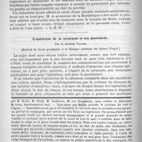 0798 - Page 806 - Bulletin / L'opération de la cataracte et son pansement, par le docteur Valude (Extrait de leçons pratiquées à la clinique nationale des Quinze Vingts) / Feuilleton. Causerie. L'obstructionisme à Berlin