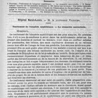 0833 - Page 841 - Comité de rédaction / Sommaire / Hôpital Saint-Louis. - M. le professeur Fournier. Le traitement de l'alopécie syphilitique. - La stomatite mercurielle