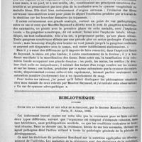 0854 - Page 862 - Revue des cliniques. Un cas de cyanose névropatique, par le docteur Tordeus / Bibliothèque. Etude sur la croissance et son rôle en pathologie, par le docteur Maurice Springer. Paris, F. Alcan, 1890