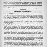 0857 - Page 865 - Comité de rédaction / Sommaire / Hôpital Trousseau. - Dr Legroux... Conférences de clinique infantile