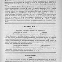 0891 - Page 899 - Faculté de médecine de Paris. Thèses de doctorat du 20 au 30 novembre 1890 / Formulaire. Solution contre l'asthme. - Dieulafoy / Courrier