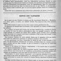 0898 - Page 906 - Hôpital de la Charité. - M. le professeur Potain. La méthode de Koch dans les hôpitaux de Paris / Revue des cliniques. Sur le cancer du sein. Variétés et origines, par M. le professeur Duret