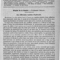 0005 - Page 1 - Comité de rédaction / Sommaire / Hôpital de la Charité. - Professeur Duplay. Des différentes variétés d'hydrocèle
