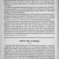 0008 - Page 4 - Hôpital de la Charité. - Professeur Duplay. Des différentes variétés d'hydrocèle / Revue des cliniques. De la fièvre initiale des tuberculeux et de son traitement, par le professeur J. Grasset