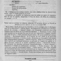 0015 - Page 11 - De quelques nouvelles médications. Sur le traitement de la diphthérie pharyngée, par le docteur Kuznecow. (Rev. hebd. de th., 1890, 40) / De quelques nouvelles médications. Thèses pour le doctorat en médecine présentées et soutenues devant la faculté de médecine de Lyon pendant le mois de novembre 1890 / Formulaire. Fumigations contre l'ozène. - Moure