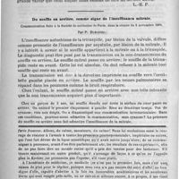 0018 - Page 14 - Bulletin / Du souffle en arrière ; comme signe de l'insuffisance mitrale. Communication faite à la société de médecine de Paris, dans la séance du 8 novembre 1890, par P. Duroziez / Feuilleton. Causerie