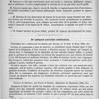 0038 - Page 34 - Académies et sociétés savantes. Société de chirurgie. Séance du 24 décembre 1890 / De quelques nouvelles médications. Traitement de la blépharite squameuse, par Gradle (J. de méd. de Brux. 1890, 18) / Trional et tétronal, par Barth et Rumpel. (Répertoire de pharmacie, 1890, 10)
