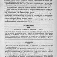 0039 - Page 35 - De quelques nouvelles médications. Trional et tétronal, par Barth et Rumpel. (Répertoire de pharmacie, 1890, 10) / Sulfonal contre le diabète, par Casarelli. (Répertoire de pharmacie, 1890, 10) / Formulaire. Pansement abortif du furoncle. - Reddie / Courrier