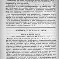 0098 - Page 90 - Revue des thèses. Contribution à l'étude des fractures de l'humérus et de leur traitement par la méthode platrée, par le docteur V. Bouchet. - Paris, J.-B. Baillière, 1890 / Académies et sociétés savantes. Société de médecine pratique. Séance du 8 janvier 1891