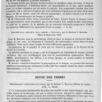0107 - Page 99 - Bibliothèque. La dengue et la grippe, étude des épidémies de 1889 à Smyrne, par W. Chasseaud. Paris, O. Doin, 1890 / Identité de la dengue et la grippe. - Influenza, par le docteur J. Rouvier. Paris et Beyrouth, 1890 / Revue des thèses. Restauration fonctionnelle du pouce, par le docteur G. Hanotte (Thèse de Lyon). Lille, L. Danel