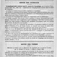 0121 - Page 113 - Revue des cliniques. La cirrhose cardiaque, par M. le docteur Bart (A suivre) / Revue des journaux. L'oesophagotomie externe dans le cancer de l'oesophage, par le docteur Christovitch (Bull. thér., 1890, 48) / Revue des thèses. Méthode de douceur dans la réduction des luxations de la hanche en arrière, par le docteur S. Catoir. - Lille, L. Danel, 1889