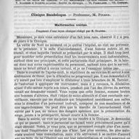 0137 - Page 129 - Comité de rédaction / Sommaire / Clinique Baudeloque. - Professeur, M. Pinard. Malformation utérine. Fragment d'une leçon clinique rédigé par H. Stapfer