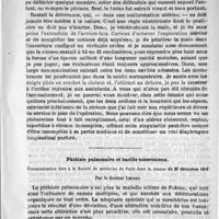 0139 - Page 131 - Clinique Baudeloque. - Professeur, M. Pinard. Malformation utérine. Fragment d'une leçon clinique rédigé par H. Stapfer / Phthisie pulmonaire et bacille tuberculeux. Communication faite à la société de médecine de Paris dans la séance du 27 décembre 1890, par le docteur Leudet