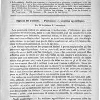 0153 - Page 145 - Comité de rédaction / Sommaire / Syphilis des poumons. - Pneumonies et pleurites syphilitiques. Par M. le docteur E. Lancereaux