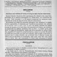 0165 - Page 157 - Comité de rédaction / Sommaire / Bulletin. Injections sous-cutanées de sérum de sang de chien chez les tuberculeux / Feuilleton. Causerie
