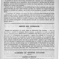 0201 - Page 193 - L'implantation de dents artificielles / Revue des journaux. Emploi du salicylate de soude dans le traitement des rhumes (The Ther. Gaz., 15 janvier 1891) / Académies et sociétés savantes. Académie de médecine. Séance du 3 février 1891