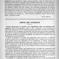 0214 - Page 206 - Thérapeutique. De la médication martiale, par le Dr Ph. Bernard [Dr Ph. Bernard] / Revue des journaux. Valeur pronostique du nombre des respirations dans les maladies pulmonaires. (Revue de thérapeutique, 1890, n° 23)