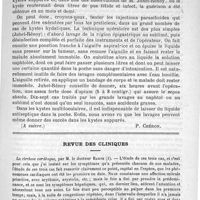 0231 - Page 223 - Traitement des kystes hydatiques du foie (A suivre) [P. Chéron] / Revue des cliniques. La cirrhose cardiaque, par M. le docteur Barth