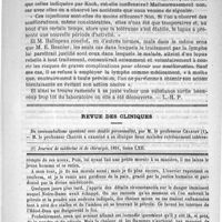 0281 - Page 273 - Bulletin. Le remède de Koch à l'hôpital Saint-Louis / Revue des cliniques. Du somnambulisme spontané avec double personnalité, par M. le professeur Charcot / Feuilleton. Causerie
