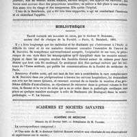 0306 - Page 298 - Hôpital Saint-Antoine. Un cas de convalescence de périmètrite. (Observation recueillie à l'hôpital Saint-Antoine, dans le service de M. le Dr Landrieux. Salle Chomel, lit n° 15) / Bibliothèque. Traité clinique des maladies du coeur, par le docteur P. Duroziez... - Paris, G. Steinheil, 1891 [P. Le Gendre] / Académies et sociétés savantes. Académie de médecine. Séance du 24 février 1891