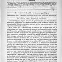 0337 - Page 329 - Comité de rédaction / Sommaire / Des résultats de l'excision du chancre syphilitique. Communication faite à la société de médecine de Paris dans la séance du 27 décembre 1890. Par le docteur Jullien