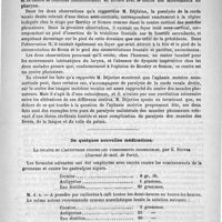 0407 - Page 399 - Académies et sociétés savantes. Société de biologie / De quelques nouvelles médications. La cocaïne et l'antipyrine contre vomissements incoercibles, par E. Stuver (Journal de méd. de Paris) / Traitement de coryza (Gazette méd. de Liège)