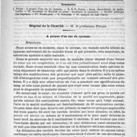 0421 - Page 413 - Comité de rédaction / Sommaire / Hôpital de la Charité. - M. le professeur Potain. A propos d'un cas de cyanose