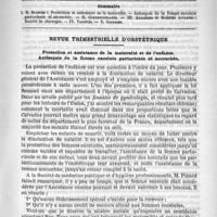 0445 - Page 437 - Comité de rédaction / Sommaire / Revue trimestrielle d'obstétrique. Protection et assitance de la maternité et de l'enfance. Antisepsie de la femme enceinte parturiente et accouchée