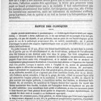 0460 - Page 452 - Hôpital de la Charité. - M. le professeur Potain. Un cas de tuberculose aspergillaire / Revue des cliniques. Angine pseudo-membraneuse à pneumocoques. - Orchite typhoïdique terminée par suppuration. - Granulie à forme suffocante