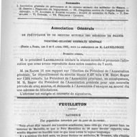 0529 - Page 521 - Comité de rédaction / Sommaire / Association générale de prévoyance et de secours mutuels des médecins de France. Trentième-deuxième assemblée générale tenue à Paris, les 5 et 6 avril 1891 / Feuilleton. Causerie. Une population terrorisée par la peur de la variole