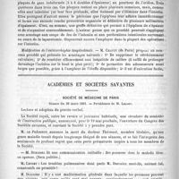 0546 - Page 538 - Cinquième session du Congrès français de chirurgie. Questions diverses (Suite) / Académies et sociétés savantes. Société de médecine de Paris. Séance du 28 mars 1891