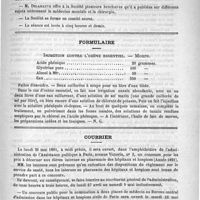 0547 - Page 539 - Académies et sociétés savantes. Société de médecine de Paris. Séance du 28 mars 1891 / Formulaire. Injection contre l'ozène essentiel. - Moure / Courrier / Asile d'aliénés