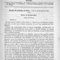 0549 - Page 541 - Comité de rédaction / Sommaire / Faculté de médecine de Paris. - M. le professeur Hayem. Cours de thérapeutique. Leçon d'ouverture