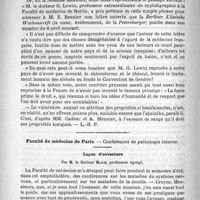 0574 - Page 566 - Bulletin / Faculté de médecine de Paris. - Conférences de pathologie interne. Leçon d'ouverture, par M. le docteur Marie...