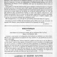 0593 - Page 585 - Société française de dermatologie et de syphiligraphie. Deuxième session tenue à Paris les 2, 3 et 4 avril 1891. 3° Dermatologie et communications diverses (A suivre) / Bibliothèque. Aide-mémoire de pathologie interne, par le professeur Paul Le Fort. Paris, J.-B. Baillière, 1891 / Académies et sociétés savantes. Société de chirurgie. Séance du 15 avril 1891