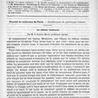 0597 - Page 589 - Comité de rédaction / Sommaire / Faculté de médecine de Paris. - Conférences de pathologie interne. Le réflexe tendineux, par M. le docteur Marie...