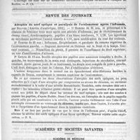 0604 - Page 596 - Bibliothèque. Psychologie de l'idiot et de l'imbécile, par le docteur Paul Sollier. Paris, Alcan, 1891 / Revue des journaux. Atrophie du nerf optique et paralysie de l'oculomoteur après l'influenza, par Stoewer (Annales d'oculistique, 1891) / Académies et sociétés savantes. Académie de médecine. Séance du 21 avril 1891